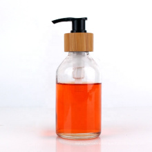 5 oz 150ml Empty clear Refillable Liquid Soap Lotion Glass Bottles with bamboo pump